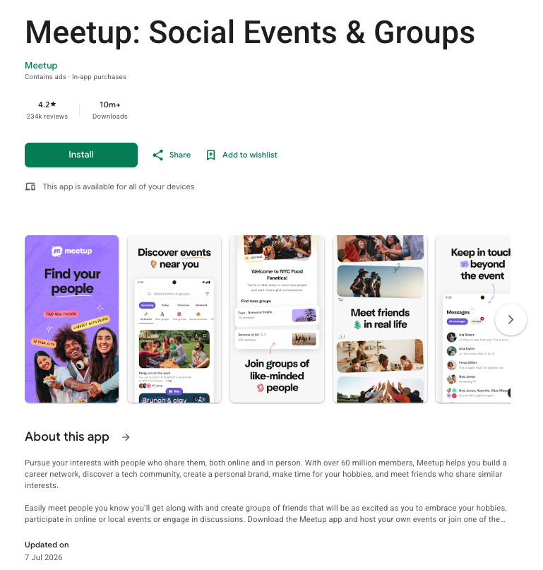Meetup App Banner
